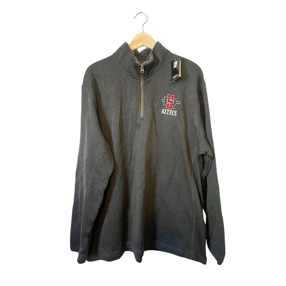 Champion Dark Gray 3/4 Zip San Diego State Aztecs Pullover Sweater Men’s XXL NWT